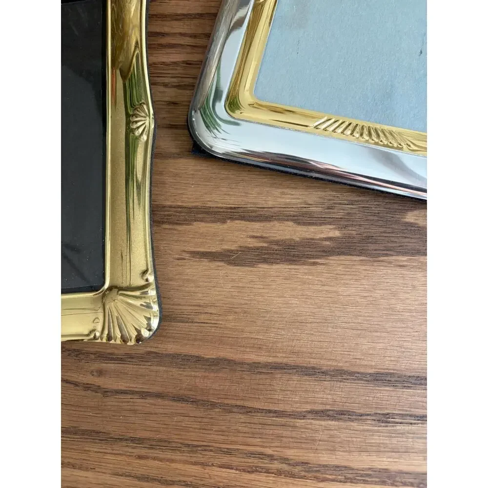 Vintage 1980s Brass Frames 5x7 Tabletop Frames Gold And Silver Frames Set Of 2